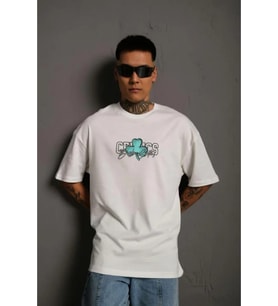 Erkek Sırt Baskılı T-shirt - Beyaz