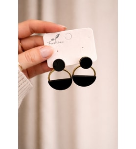 Modern Siyah Gold Yarım Halka Küpe – Minimal Geometrik Tasarım (Kararmaz Alerji Yapmaz 316 Çelik)