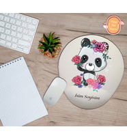 Kişiye Özel Çiçekçi Panda Gül Temalı Mouse Pad Bilek Destekli
