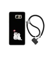 Samsung Galaxy Note 5 Kılıf Silikon Desen Boyun Askılı Love Cats 1690