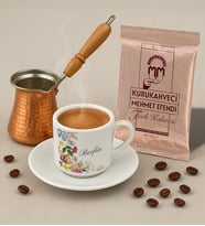 BK Gift Kişiye Özel İsimli Çiçek Tasarımlı Türk Kahvesi Fincanı & Bakır Cezve & Türk Kahvesi Seti-8, Arkadaş Hediye, Sevgiliye Hediye