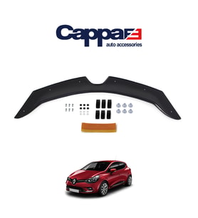CAPPAFE Renault Clio 4 Ön Kaput Koruyucu Rüzgarlık 4mm Parlak Siyah 2012-2020