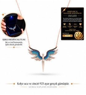 925 Ayar Gümüş Zirkon Mikail Meleği Kolye - Büyük Boy LED Işıklı Takı Kutulu