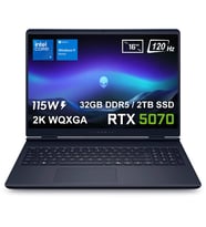 Dell Alienware 16 Aurora Intel Core 9-270H 32GB DDR5 2TB SSD RTX5070 8GB 115W 16 inç 2K WQXGA 120Hz WVA W11 Home Gaming Laptop (AC16250-C932157Wv1)