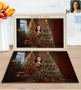 BK Gift Kişiye Özel Kadın Yılbaşı Karikatür Tasarımlı 1000 Parça Profesyonel Puzzle-6, 1000 Puzzle, Yeni Yıl Hediyesi, Yılbaşı Hediyesi