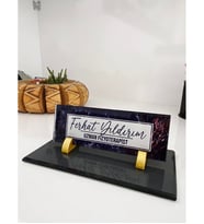 UV Baskılı Masa İsimliği, Büro Ofis Makam Hediyesi, Masaüstü isimlik M532-FGOLD4UV
