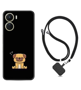 Vivo Y16 Kılıf Resimli Boyun Askılı İpli Desenli Silikon Series Uyuyan Köpek 1875