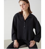 LCW Vision Siyah Oversize Kadın Gömlek
