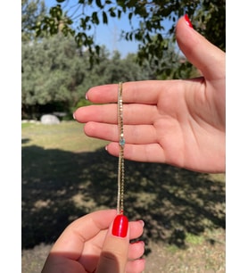 Mavi Taşlı Ezme 2'li Gold Renk Bileklik