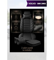 volvo s60 2002 Koltuk ve Kılıf uyumlu Lüks Yastık Minder Siyah 2 Minder 2 Yastık