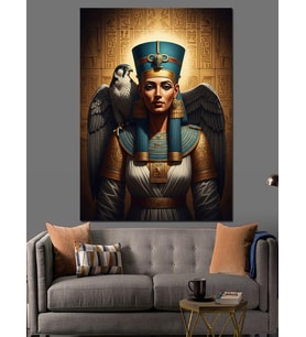 Kanatlı Mısır Kraliçesi Nefertiti Tablosu Dekoratif Kanvas - Mdf Ahşap Tablo