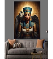 Kanatlı Mısır Kraliçesi Nefertiti Tablosu Dekoratif Kanvas - Mdf Ahşap Tablo