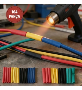164 Parça Isı ile Daralan Makaron Seti – Elektrik Kablo İzolasyon &amp;amp; Koruma Kılıfı, Renkli Shrink Tube Set (5343)