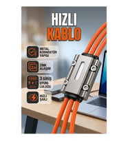 3'ü 1 Arada Hızlı Şarj Kablosu – USB Type-C, Lightning ve Micro USB Uyumlu