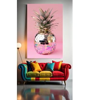 DİSKOCU ANANAS 1 Ev Duvar Salon Güzellik Salonu Ofis Dükkan Dekarasyon Kanvas Tablo (Çok Renkli)