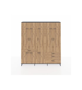 Arges Gardrop 8 Raflı 4 Çekmeceli 3 Askılı 220x30x243 Antrasit-Çam