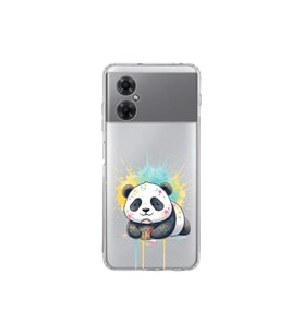 Redmi Note 11R ile Uyumlu Splash Panda Tasarımlı Şeffaf Silikon Kılıf