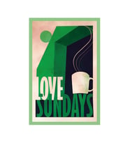 Love Sundays Yazılı Kahve Temalı Hediye Not Kartı & Minimal ve Anlamlı Tasarım  10x15 cm (Ebru Yeşil)