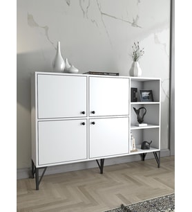 Wood'n Love Zeta 140 Cm Metal Ayaklı Konsol - Beyaz / Siyah