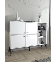 Wood'n Love Zeta 140 Cm Metal Ayaklı Konsol - Beyaz / Siyah