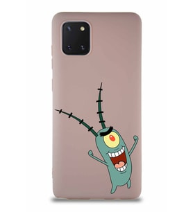 Samsung Galaxy Note 10 Lite Soft Premier Kapak Plankton Tasarımlı Silikon Kılıf - Pudra (Şeffaf)