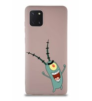 Samsung Galaxy Note 10 Lite Soft Premier Kapak Plankton Tasarımlı Silikon Kılıf - Pudra (Şeffaf)