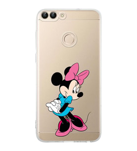 Huawei P Smart  Kamera korumalı Kapak Minnie Mouse Tasarımlı  Şeffaf Kılıf