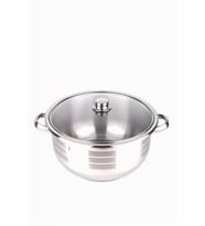 Manheım Germanıa Cam Kapak Paslanmaz Çelik Derin Aşure Tencere (30x20 cm) 9 Litre