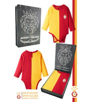 Galatasaray Orijinal Lisanslı Uzun Kol Bebek Body Zıbın Kişiye Özel Hediyelik Ahşap K (Kırmızı)
