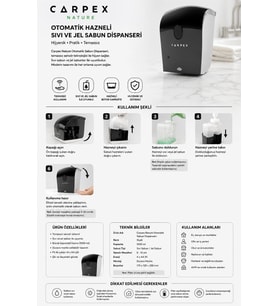 Carpex Nature Siyah Otomatik Hazneli Sıvı Ve Jel Sabun Dispanseri