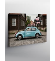 Kanvas Tablo Balonlu Mavi Vosvos