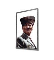 Atatürk Cam Tablo 4mm Dayanıklı Temperli Cam, Atatürk Glass Wall Art (Çok Renkli)