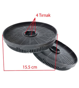 Kumtel İle Uyumlu Aspiratör Karbon Filtresi 15.5 CM 4 Tırnaklı