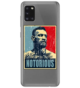 Samsung Galaxy A31 Uyumlu Conor Mcgregor Notorious Desenli Şeffaf Telefon Kılıfı