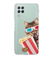 PrintiFy Samsung Galaxy A22 ile Uyumlu Kedi 1 Kamera Korumalı Şeffaf Kılıf