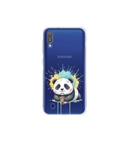 Samsung Galaxy M10 ile Uyumlu Splash Panda Tasarımlı Şeffaf Silikon Kılıf
