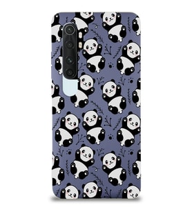 Xiaomi Mi Note 10 Lite Uyumlu Lansman Kılıf Panda Tasarımlı İçi Kadife Kapak-Petrol Mavisi (Şeffaf)