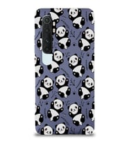 Xiaomi Mi Note 10 Lite Uyumlu Lansman Kılıf Panda Tasarımlı İçi Kadife Kapak-Petrol Mavisi (Şeffaf)