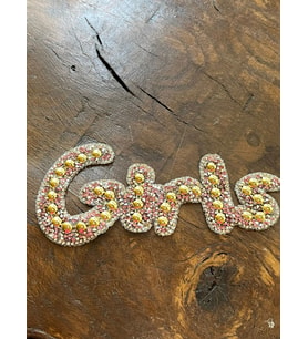 ÜTÜ İLE YAPIŞAN TAŞLI GIRLS YAZI ARMA DİKİŞ AKSESUARI 15X7 CM