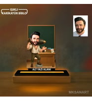 Kişiye Özel Tarih Ogretmenler Günü Karikatürlü 14 cm MDF Işıklı Biblo - Öğretmen Hediyesi Öğretmenler Günü Hediyesi