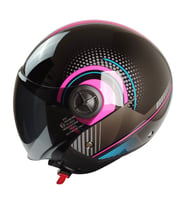 Motosiklet Yarım Kask Vizör R22.06 Sertifika Fiber Material Pembe Kadın Motor Kaskı