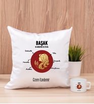 Kişiye Özel Başak Burcuna Hediye Kare Yastık ve Fincan