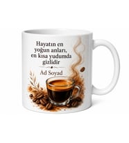 Ristretto Temalı Özel Tasarım Baskılı Porselen Kupa Bardak Kahve Hediye