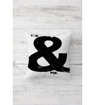 You & Me Çift Tarafı Baskılı Gizli Fermuarlı Yastık Kılıfı Kırlent Koltuk Yastık Kılıfı (Beyaz)