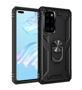 Huawei P40 Kılıf Metal For Car Yüzüklü Standlı Military Ring Serisi (Siyah)
