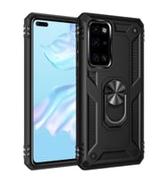 Huawei P40 Kılıf Metal For Car Yüzüklü Standlı Military Ring Serisi (Siyah)