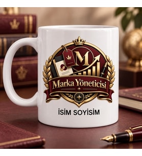 Marka Yöneticisi Kupa Bardak Taç ve Grafik Desenli