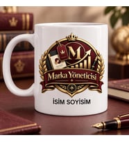 Marka Yöneticisi Kupa Bardak Taç ve Grafik Desenli