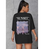 Unisex Sunset Tasarım Tshirt (Siyah)