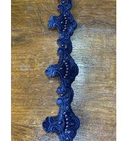 5 CM EN BONCUK İŞLEME GÜPÜR NAKIŞ İŞLEME ŞERİT APLİKE BORDÜR DEKORATİF GİYİM ŞERİT (1 METRE ) (Lacivert)
